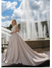 Champagne Satin Ivory Lace Wedding Dress